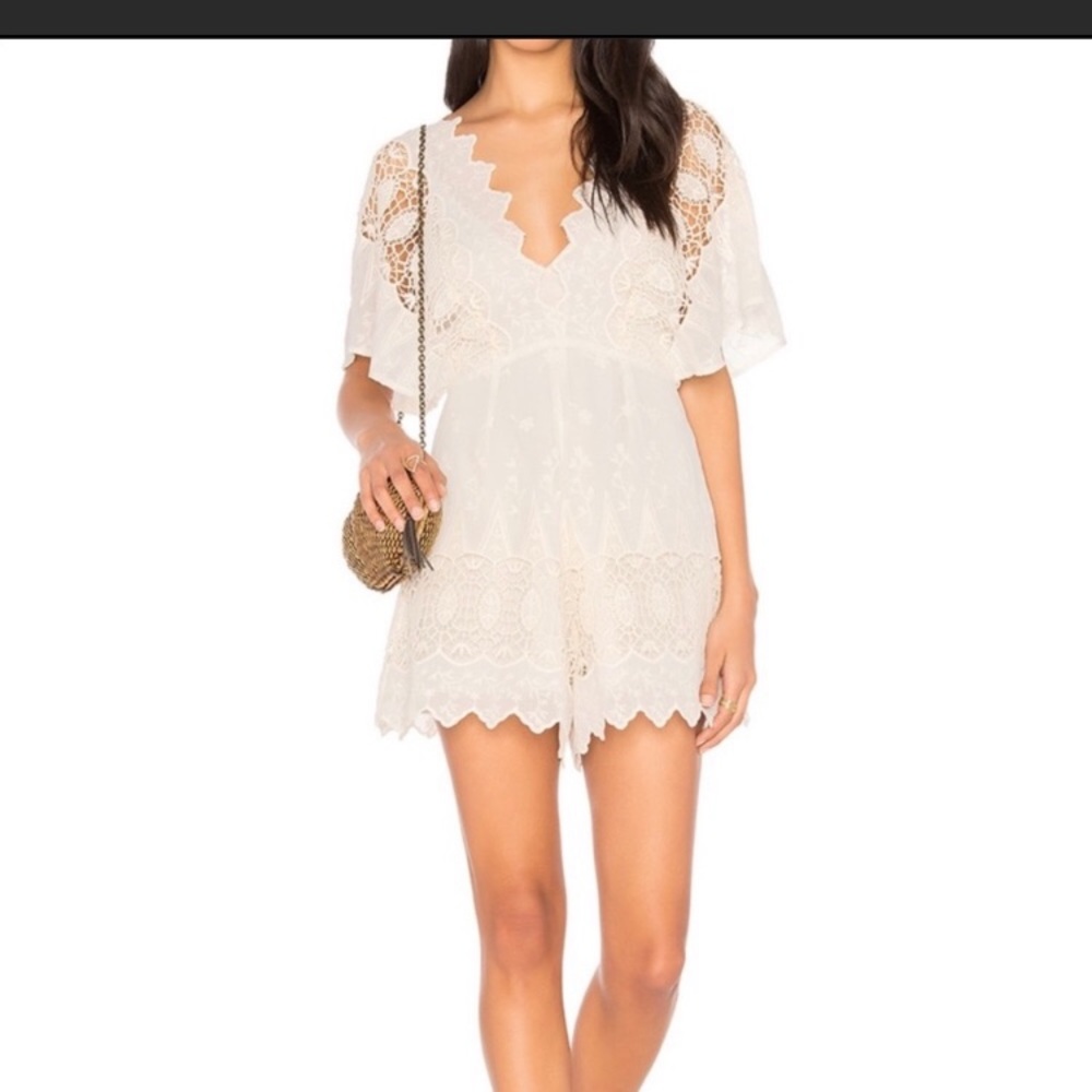 ASTR Selena romper with lace up back